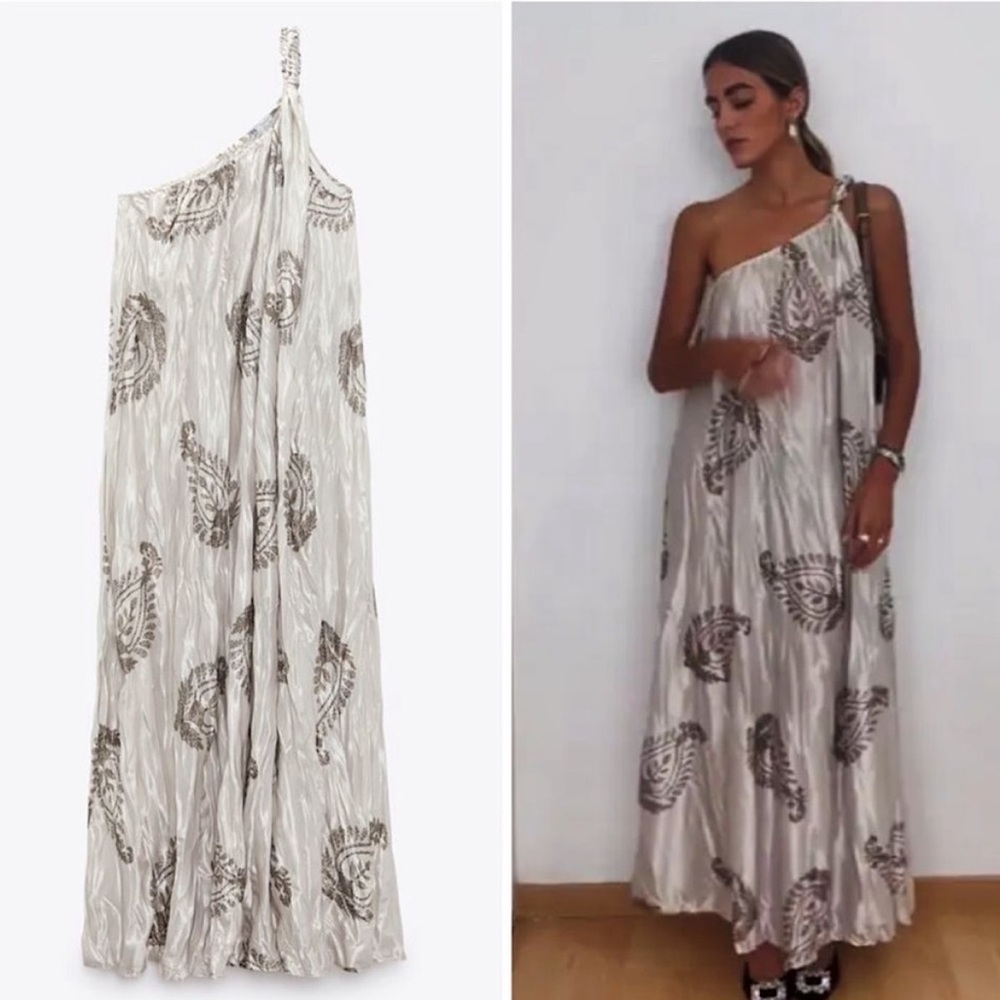 Zara Asymmetrical Wrinkled Effect Dress